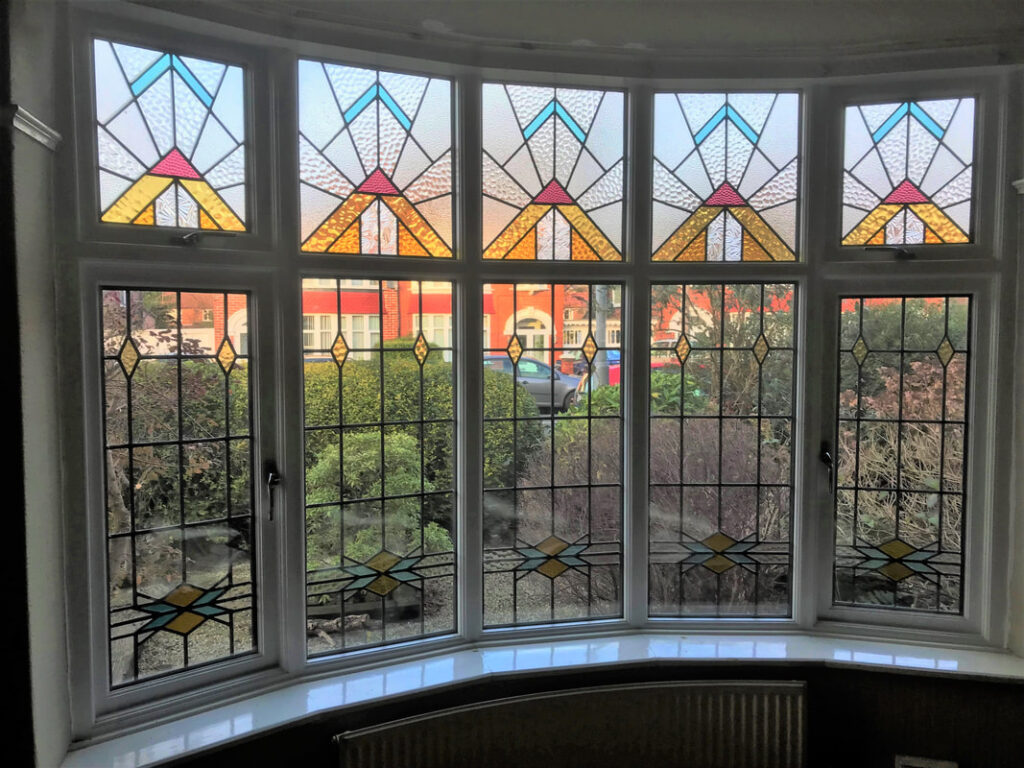 Another beautiful design of Traditional Leaded windows with yellow, red and blue colours